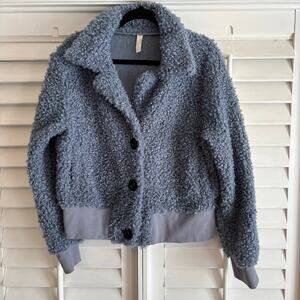 Primi Pale Blue Fuzzy‎ Button Up Jacket Size 1X